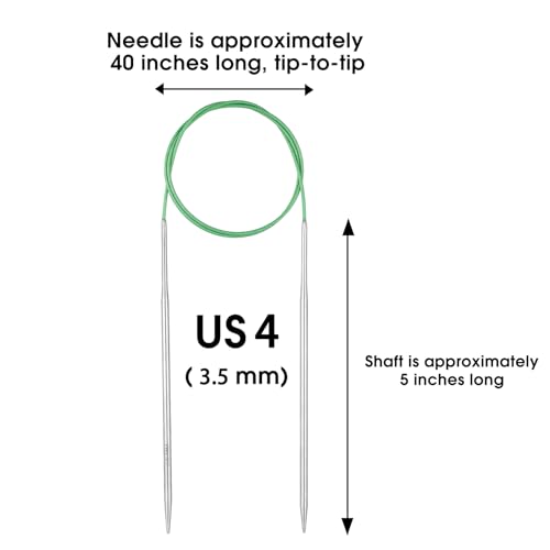 Circular Knitting Needles Stainless Steel Long Needles for Adults Beginners, Flexible Cord for Sweaters Blankets Socks,Lightweight Smooth Tips Magic Loop Knitting Needles (40inch, US4/3.5mm) - color: 40inch, size: US4/3.5mm