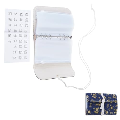 Knitting Needle Case, needle storage case with Detachable 6 Hole PVC Binder Pocket for Knittings Yarn Craft Tool Storage knitting needles organizer - color: black flower