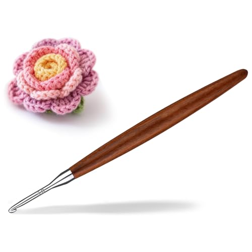 Lunarm Crochet Hook 3.0mm Ergonomic Crochet Aluminum Hook Wood Handle | Available in 3mm-10mm for Arthritic Hands DIY Craft Knitting Bouquets, Blankets, Hats, Gloves from Various Yarns - size: 3.0mm