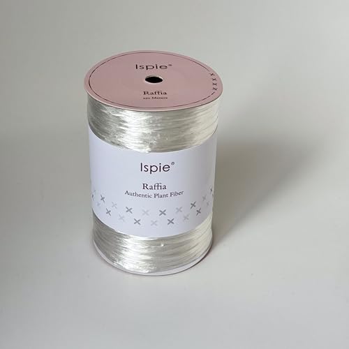 (Pearlized White) 4000D 250 Meters ISPIE Rayon Raffia in Roll for Hand Knitting&Crocheting -100% Viscose, Eco-Friendly, Anti-Static, Biodegradable, Breathable, Absorbent, Durable, Soft.