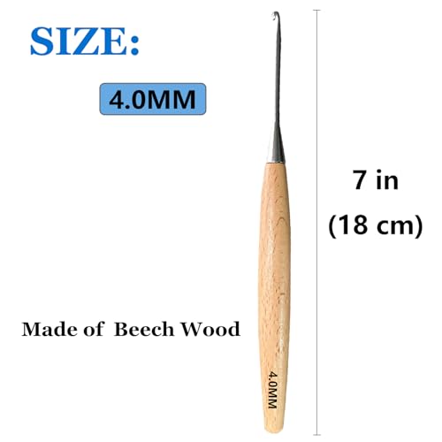 BsHooker Beech Wood Handle Crochet Hooks,4mm Ergonomic Crochet Hooks for Beginners and Arthritic Hands,Comfortable Grip - size: 4mm