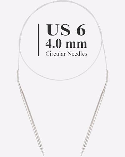 US Size 6 Circular Knitting Needles 40-inch (100cm) Total Length | 4.0mm Round Knitting Needles for Beginners to Knit Oversized Sweaters, Cardigans, Blankets and Large Knitting Projects - size: 40inch-US6/4.0mm