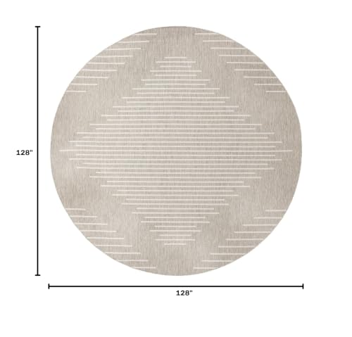 Unique Loom Outdoor Modern Collection Area Rug - Tambor (10' 8" Round, Gray/ Ivory) - color: Gray/Ivory, size: 10'8" (Round)