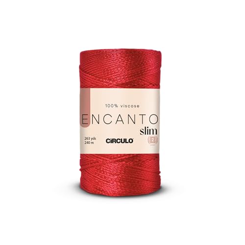 CIRCULO Encanto Slim Roll Yarn 100% Viscose - Luxury & Shine - Sport Weight Yarn - 262 yds, 3.52 oz - Color 3528 - Carmine - color: 3528 - Carmine, size: New - Encanto Slim - Sport #2
