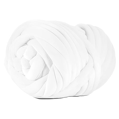 2.2 LBS of Super Soft Velvet Bulky Yarn, 36 Yards | For Hand Knitting Blanket, Pillows, Handbag, DIY, White, Arm Knitting Chunky Braided Knot Throw Blanket, Weave Craft Crochet - color: White (Velvet)