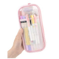 EASTHILL Grid Mesh Pen Pencil Case with Zipper Clear Makeup Color Pouch Cosmetics Bag Multi-Purpose Travel School Teen Girls and Boys Transparent Stationary Bag Office Organizer Box for Adluts(Pink) - color: Pink