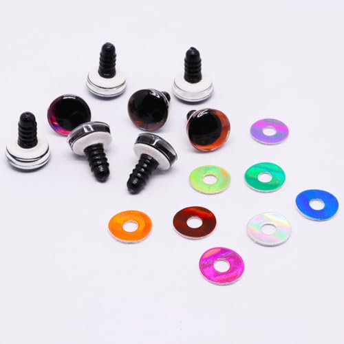 BUXIMN 16pcs 16mm 3D Small Safety Eyes for Crocheting, Tie Dye Laser Crochet Safety Eyes, for Stuffed Animals Doll Eye Crafts - color: Colorful A, size: 16mm