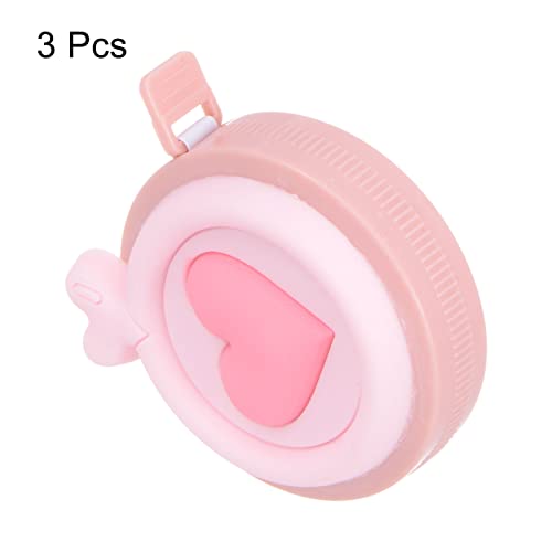 HARFINGTON 3pcs Soft Tape Measure 60-Inch 1.5 Meter Retractable Mini Cartoon Measuring Tape Cute Tape Ruler for Sewing Craft Cloth Body Measurements, Pink Heart