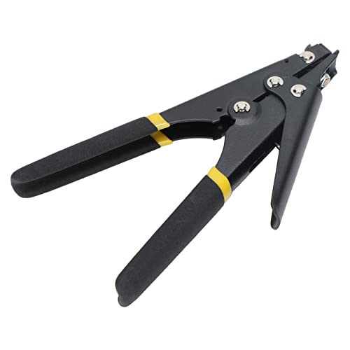 Portable Nylon Cable Tie Gun Adjustable Tension Plastic Zip Tie Fastening and Cutting Tool (Black) - color: Black