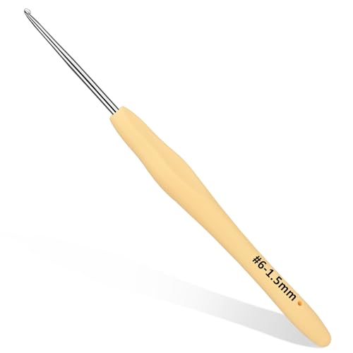 SHWAKK Lace Crochet Hook, 1.5 mm Small Ergonomic Crochet Hook | Tiny Crochet Needles for Arthritic Hands, Knitting Needles with Soft Handle Beginners and Experienced Hobbyists (1.5mm) - size: 1.5mm
