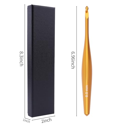 BsHooker 6mm Inline Crochet Hook Ergonomic Aluminum Crochet Hook with Case | Crochet Needles for Arthritic Hands,Crcohet Gift for Beginner - size: 6mm