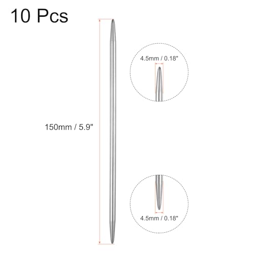 uxcell 10Pcs Knitting Needle 4.5mm Diameter 5.9 Inches Length Stainless Steel Double Pointed Sweater Stitching Needles for Handmade Projects DIY Knitting - size: 4.5mm