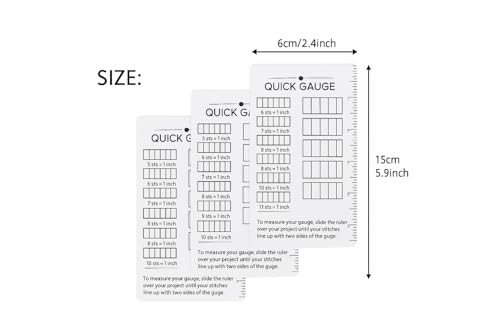 Quick Gauge Ruler for Knit and Crochet, 3-Pack Knitting Gauge Measuring Tools, Non-Slip Quilting & Sewing Rulers for Fast Stitch Checking, Accurate Craft Measuring Tools