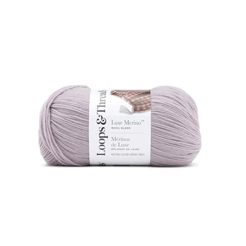 Loops & Threads Luxe Merino Solid Yarn - Yarn for Knitting, Crochet, Weaving, and Arts & Crafts - Purple, Wool Blend, 5.3 oz - color: Raindrops