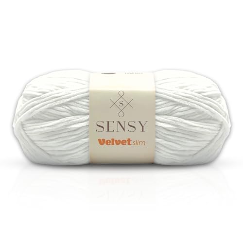 S Sensy Velvet Slim- Polyester Amigurumi #3 Light Yarn White 219 Yards 4 oz - color: White, size: 1 Skein