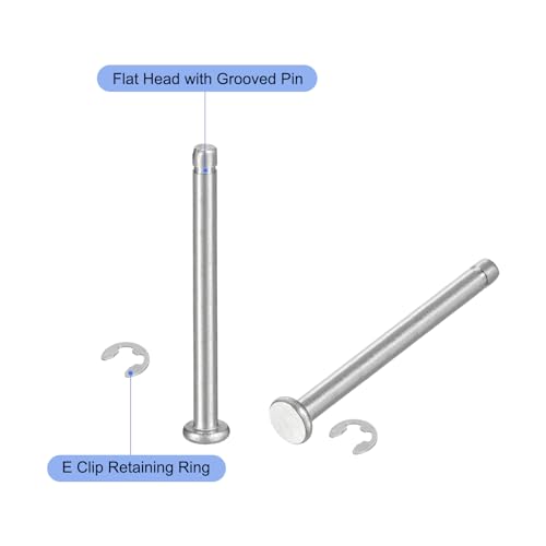 uxcell 20Set M3x35mm 304 Stainless Steel Cylindrical Shaft Snap Ring Locating Pin, Flat Head Grooved Hinge Cylinder Position Pin with E Clip Retaining Ring, Silver - size: M3x35mm