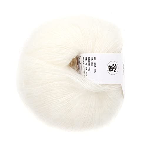Popular Soft Mohair Knitting Angora Wool Yarn for DIY Knitting (with a Crochet)(White)