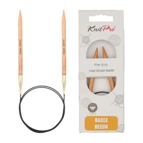 KnitPro Basix Beech Fixed Circular Needles 47" (120cm) | US Size 10.5 (6.5mm) - size: US 10.5 (6.5mm)