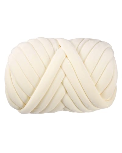 Velvet Chunky Yarn Bulky Giant Arm Knitting Yarn, Super Soft Tubular Weight Jumbo Y arn,DIY Crochet Hand Knitting Thick Yar n for Blanket,Pet Bed, Rugs Pillow,Handbag(2.2lb-White) - color: White, size: 2.2lb