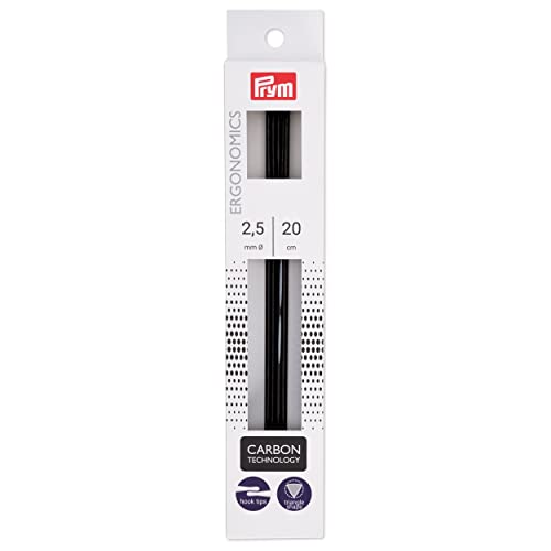 Prym 8" Ergonomic Double Point Knitting Needles, Carbon, US 1.5 (2.5mm) - size: US 1.5 (2.5 mm)