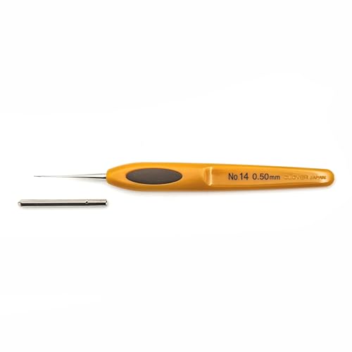 Clover Soft Touch Steel Crochet Hooks, No. 14/0.50mm (1027) - size: 0.50 mm