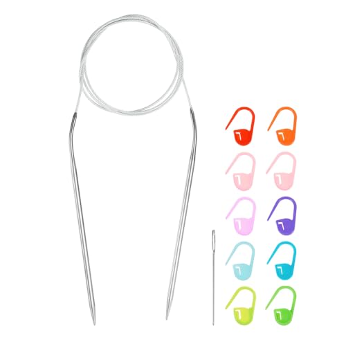HARFINGTON Knitting Needles Size US 6(4mm) Circular Needle 39 Inch(100cm) Round Metal Stainless Steel Needle with Needles for Handmade Projects DIY Knitting - size: Size-US-6-(4mm) x 100cm