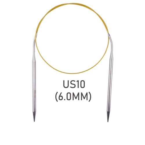 Circular Knitting Needles 32inches/80cm,Size US 10.0(6mm) Stainless Steel Round Knitting Needles for Handmade Knitting DIY - size: US10/6mm