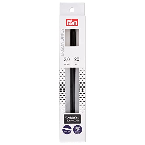 Prym 8" Ergonomic Double Point Knitting Needles, Carbon, US 0 (2mm) - size: US 0 (2 mm)