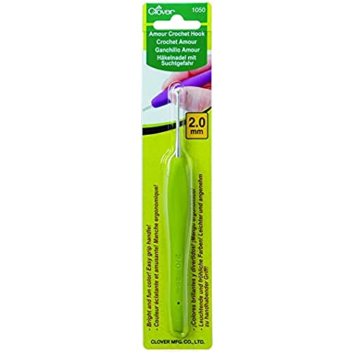 Clover CL1050 Amour Crochet Hook: 2.0mm, Metal, 2mm, Green - size: 2.00 mm
