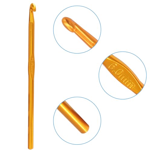 Bivethoi Aluminum Crochet Hook 6mm, 20 Pcs | Knitting Needles, Bulk Set, For Craft Yarn, For Beginners - size: 6mm