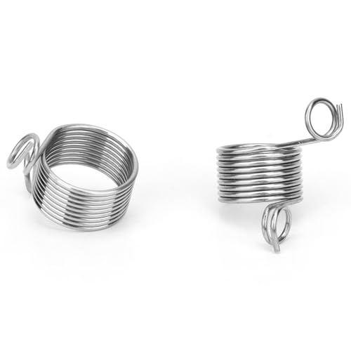 Oumefar Stainless Steel Knitting Thimble 2 Pack, Knit Guide Finger Ring for Tension Control and Secure Yarn Handling, Portable Tool for Knitting Sweaters Scarves and Crafts Accessories