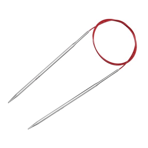 uxcell Size US 6 (4mm) Knitting Needles Circular Needle 31 Inch(80cm) Round Metal Stainless Steel Needle for Handmade Projects DIY Knitting Red - color: Red, size: 31 inch Size US 6 (4mm)