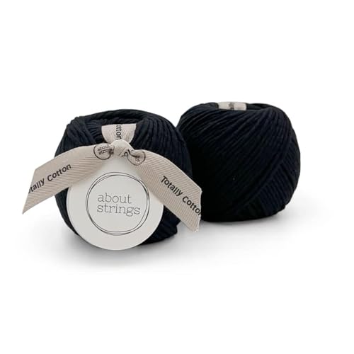 100% Organic Cotton Yarn No.5 Chunky - GOTS Certified, 2 Pack (200g/178 Yards), Soft Knitting Crochet Yarn for Baby Blankets (Black) - color: Black