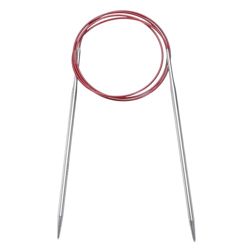 uxcell Size US 6 (4mm) Knitting Needles Circular Needle 40 Inch(100cm) Round Metal Stainless Steel Needle for Handmade Projects DIY Knit Blankets - color: Red, size: 40 inch Size US 6 (4mm)
