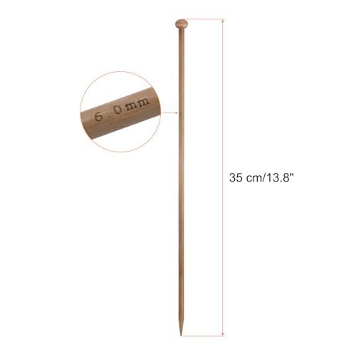 HARFINGTON 6mm Bamboo Knitting Needle Straight Single Pointed 13.8 Inch Long Wooden Sweater Knitting Needles US Size 10 for Yarn Beginners Hand Sock DIY - size: 6mm US Size 10