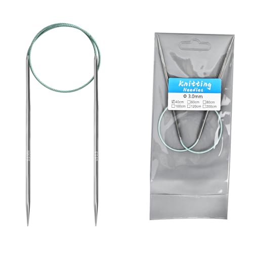 3.0mm Circular Knitting Needles - 16-inch/40cm US2.5 Ergonomic Stainless Steel Set with Tangle-Free Cable and Smooth Joints, Ideal for Hats, Socks, and Sleeves - size: 3.0mm/US2.5