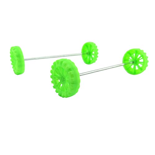 EUDAX 300 PCS 30mmx8mm Plastic Roll 2mm Dia Shaft Toys Wheel and 2mmx100mm STEM Shaft Round Rod Axles for DIY Toy RC Car Truck Boat Helicopter Model Part Building Projects (Green) - color: Green