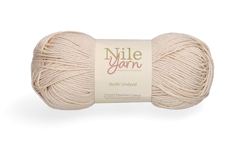 Neith Undyed – 100% Egyptian Cotton DNA Verified, DK Weight, Double-Mercerized Crochet & Knitting Yarn Skein – 100g / 3.5 oz by Nile Yarn - color: Undyed