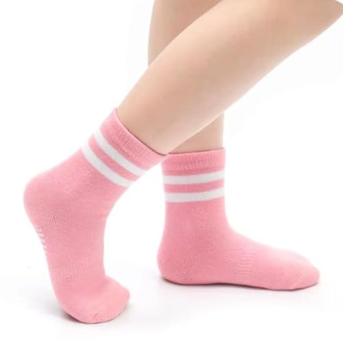 COUVER Baby Non Slip Grip Ankle Socks with Non Skid Soles for Infants Toddlers Kids Boys Girls - color: Girls Stripes, size: 1-3T