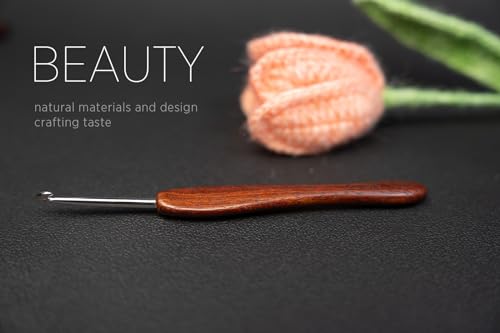 SEVENSUN Mimosa Crochet Hooks Set 5 Pack of 2mm 3mm 4mm 5mm 6mm Crochet Hook, SEVENSUN Hand Polished Ergonomic Crochet Hooks, Stainless Steel Crochet Hook, Wood Handle Pointed Crochet Needle - size: Set 5 Pack of 2, 3, 4, 5, 6mm