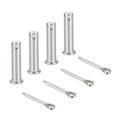 uxcell 4Pcs M12x50mm Clevis Pins, 304 Stainless Steel Single Hole Flat Head Hitch Fastener Lock Systems with Cotter Pins for Furniture Installation Trailer Lawn Mower, Silver - size: M12x50mm