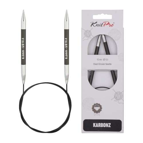 KnitPro Karbonz Fixed Circular Needle 32"(80cm) | US Size 10.5 (6.5mm) - size: US 10.5 (6.5mm)