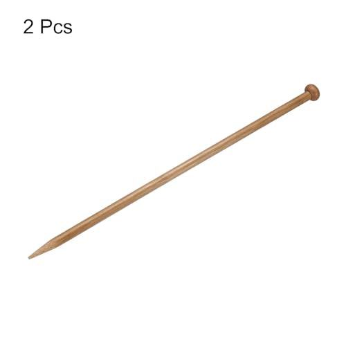 HARFINGTON 10mm Bamboo Knitting Needle Straight Single Pointed 13.8 Inch Long Wooden Sweater Knitting Needles US Size 15 for Yarn Beginners Hand Sock DIY - size: 10mm US Size 15