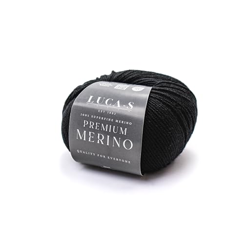 Premium Merino Yarn 4Ply Wool, Superwash Baby Merino - 100% Pure Extra Fine Merino Knitting Crochet Wools 50g Ball - color: Black (03), size: 5 Units