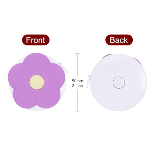 HARFINGTON 2pcs Soft Tape Measure 60-Inch 1.5 Meter Retractable Mini Cartoon Measuring Tape Cute Tape Ruler for Sewing Craft Cloth Body Measurements, Purple Flower - color: Purple Flower