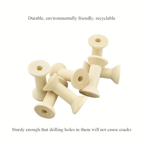 HAHIYO 1.6Inch/4cm 7PCs Natural Wood Unfinished Wooden Empty Thread Spool Smooth Wire Weaving Bobbin Textile Bobbin Rotatable Spool for Crafts DIY Art Education - color: Wood Color, size: 1.6Inch-7P