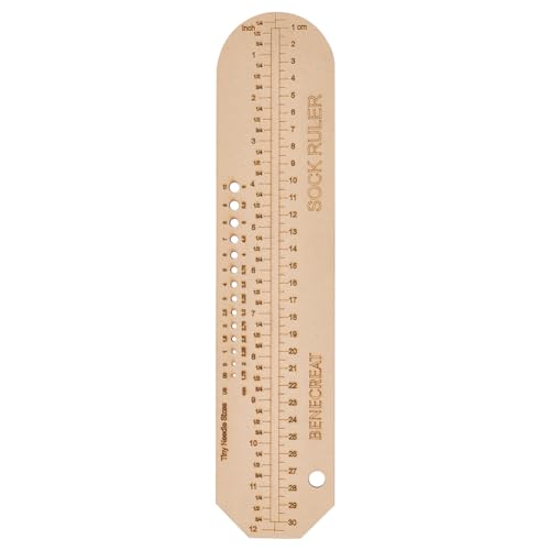 BENECREAT MDF Crochet Ruler, 12.2x2.7 inch Stocking Knitting Molds Hand Knit Sock Form for Socks, Knitwear, Knitwear, 3mm Thick