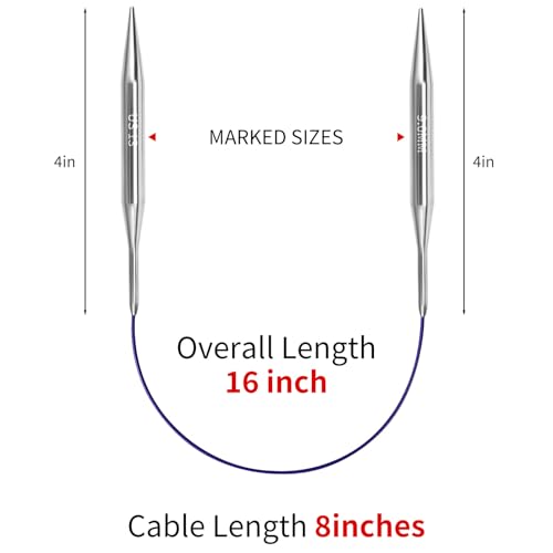 9.0mm Circular Knitting Needles - 16-inch/40cmUS13 Ergonomic Stainless Steel Set with Tangle-Free Cable and Smooth Joints, Ideal for Hats, Socks, and Sleeves - size: 9.0mm/US13