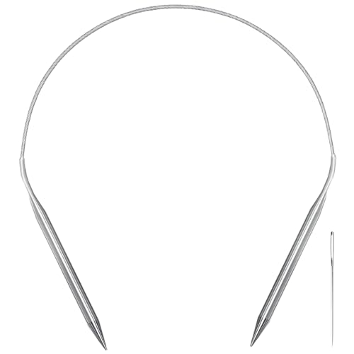 Aolfior Stainless Steel Circular Knitting Needles Size 9 16 Inch 5.5 mm Set Round Metal (Silver, 16 inch-9-(5.5mm)) Suitable for Beginners and Experienced Knitters Alike. - size: 16 inch-9-(5.5mm)