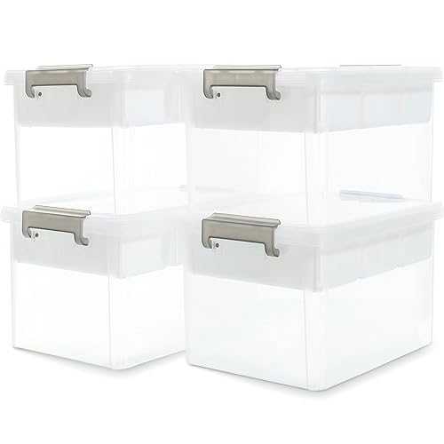 Citylife 17QT 4Packs Clear Craft Organizers and Storage Box with Tray | Stackable Art Supply Organizer Storage Bins with Lids for Beads, Markers, Sewing, Tools, Files, Office Supplies, Made in USA - size: 17 Qt- 4 Pack